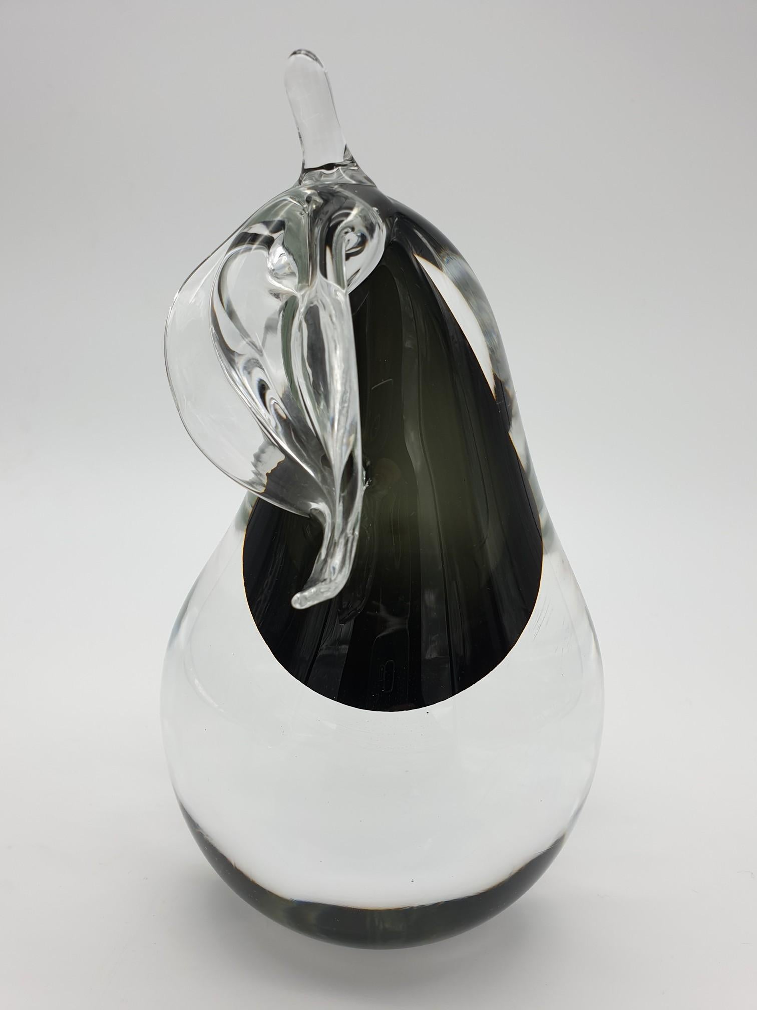 Modern Murano Glass Decorative Apple & Pear with Black Sommerso, Cenedese, 1980 For Sale 8