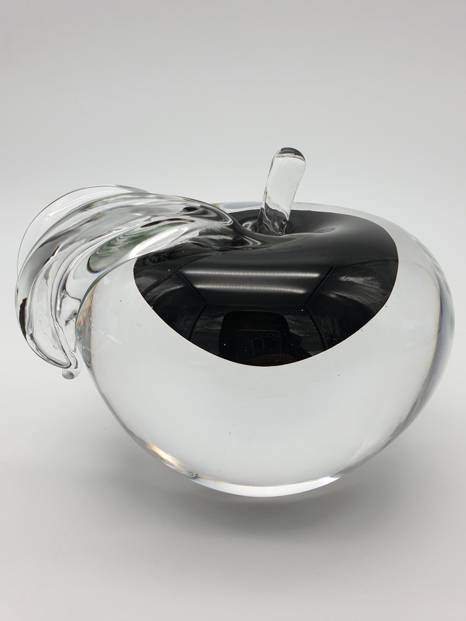 Modern Murano Glass Decorative Apple & Pear with Black Sommerso, Cenedese, 1980 For Sale 2