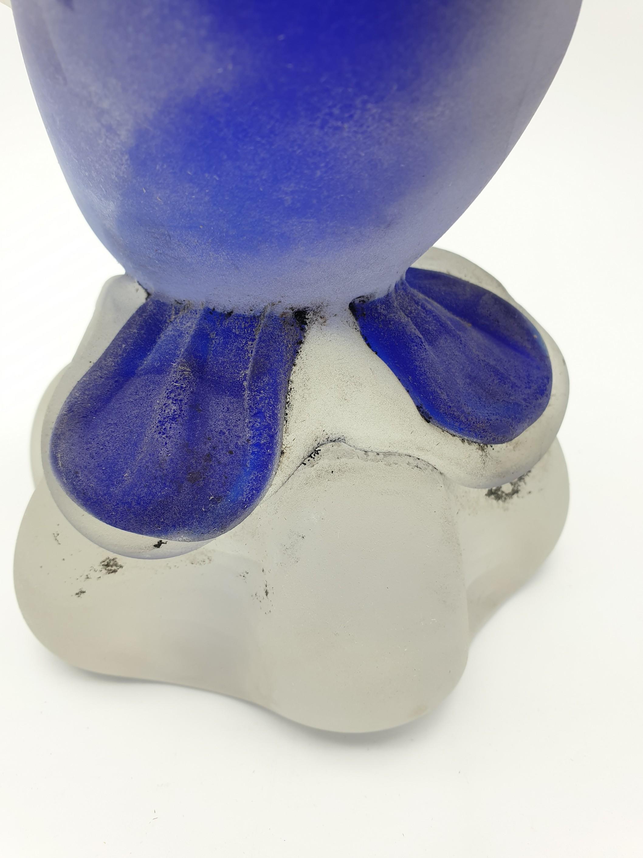 Moderner Enten aus Muranoglas in Blau mit „Scavo“-Finish von Gino Cenedese, Ende der 1970er Jahre im Angebot 9