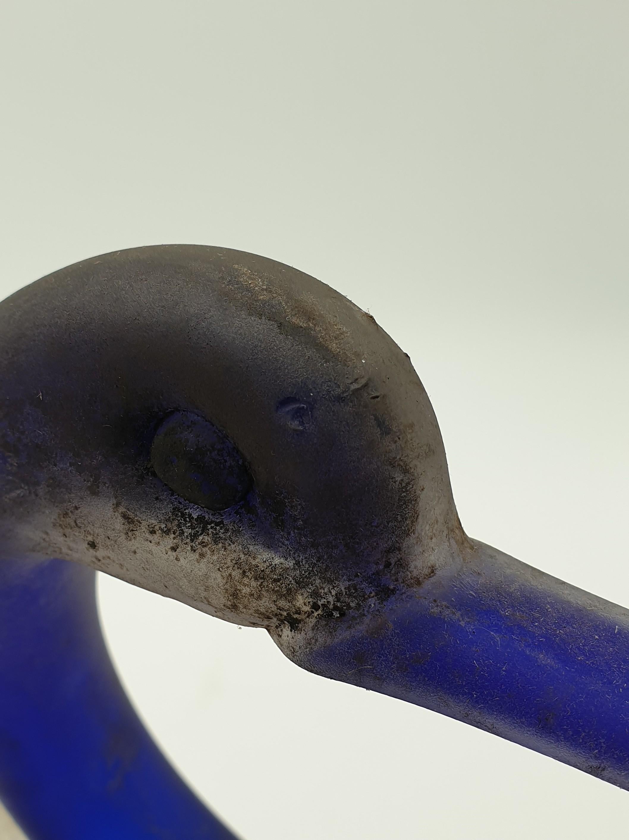 Moderner Enten aus Muranoglas in Blau mit „Scavo“-Finish von Gino Cenedese, Ende der 1970er Jahre im Angebot 12