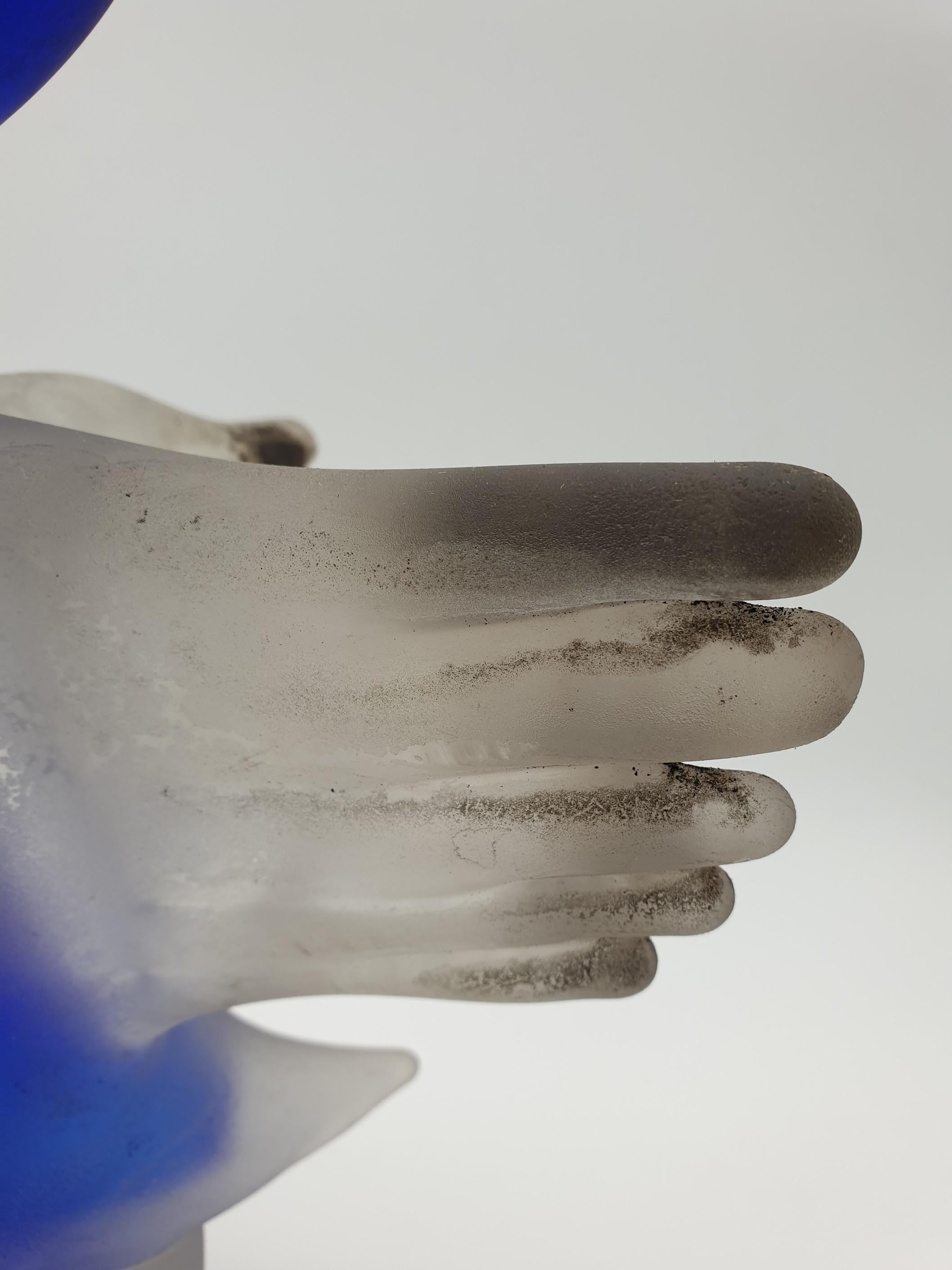 Moderner Enten aus Muranoglas in Blau mit „Scavo“-Finish von Gino Cenedese, Ende der 1970er Jahre (Handgefertigt) im Angebot