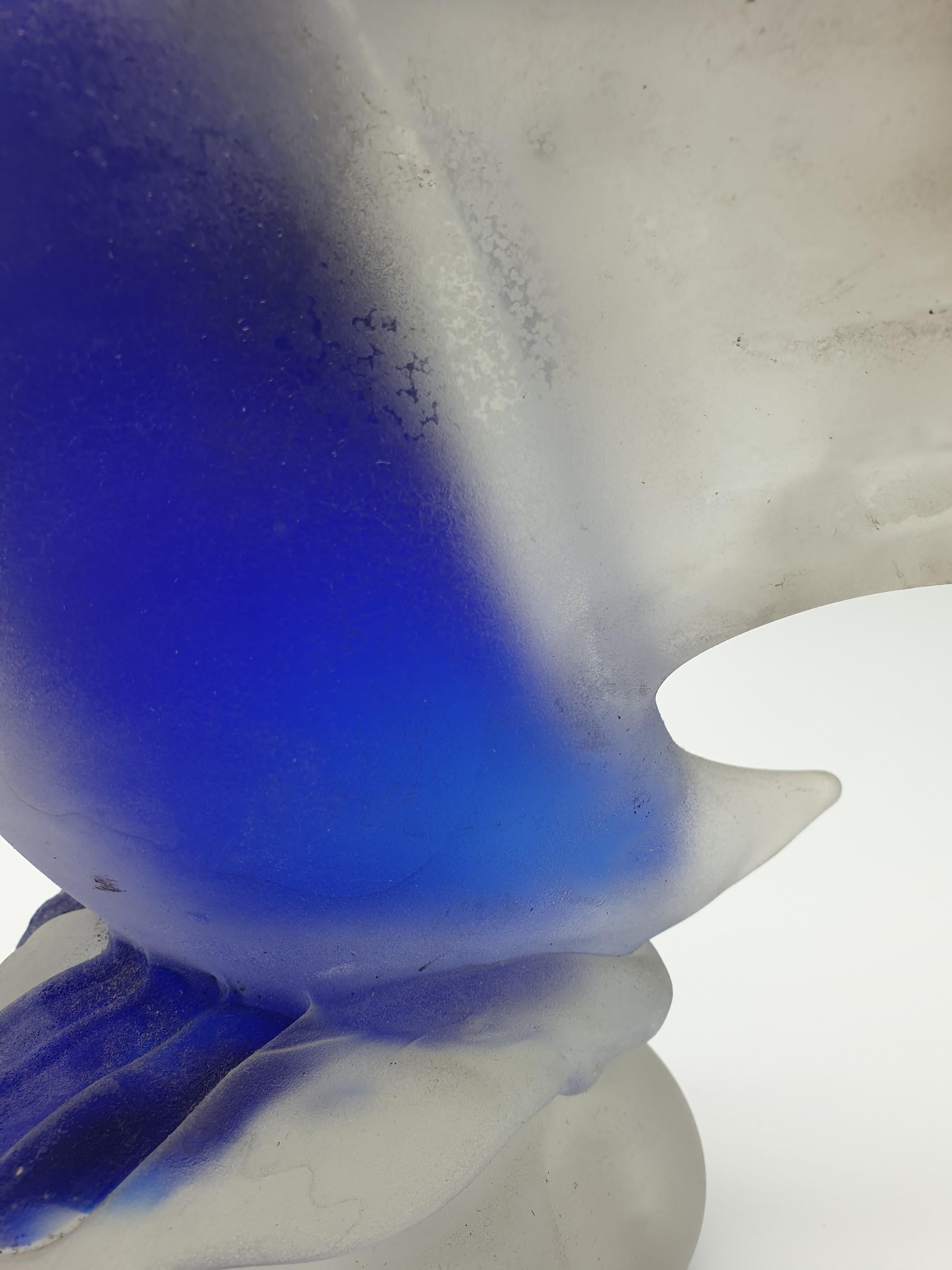 Moderner Enten aus Muranoglas in Blau mit „Scavo“-Finish von Gino Cenedese, Ende der 1970er Jahre im Angebot 1