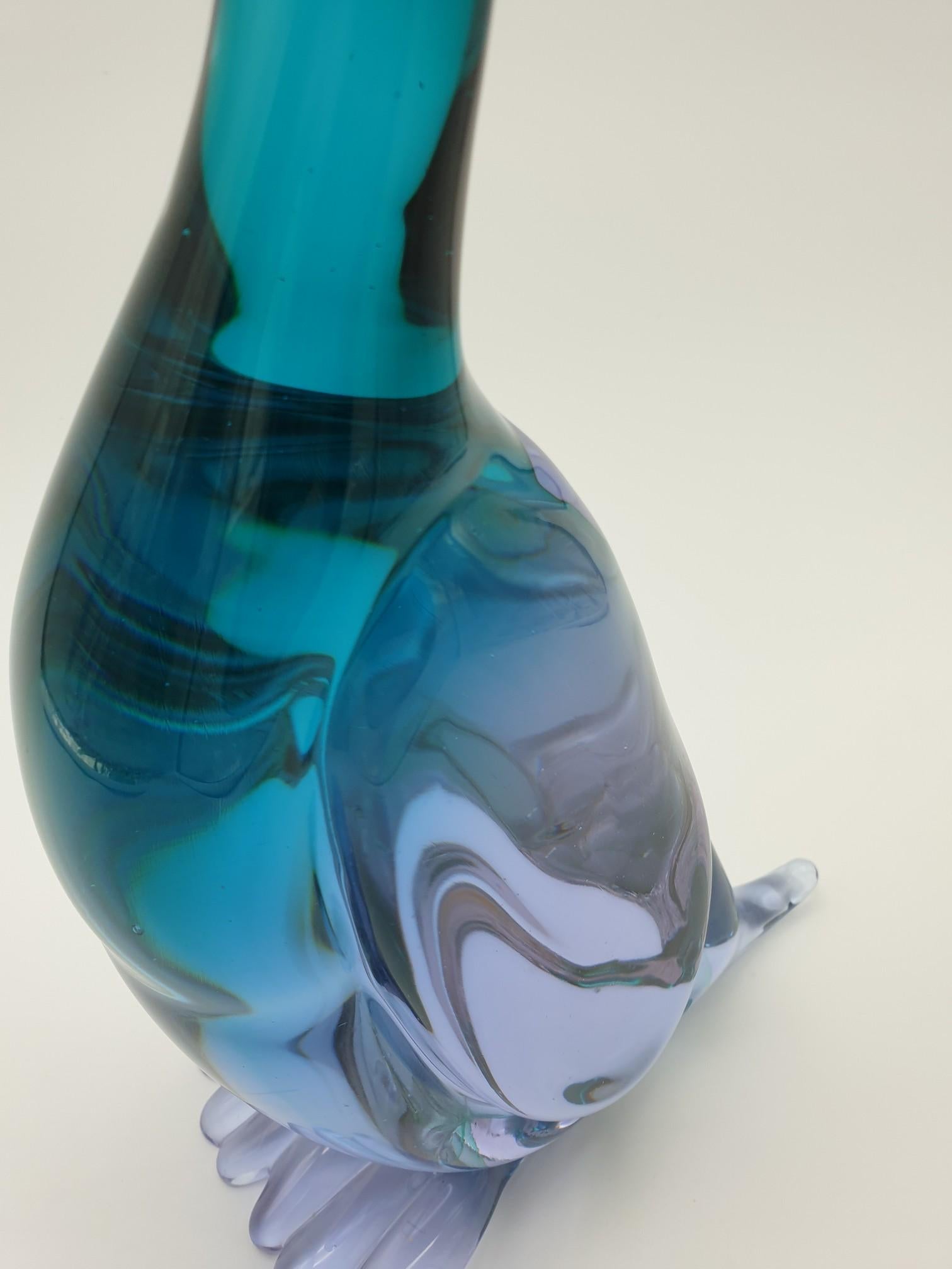 Modern Murano Glass Duck in Lavender and Green Color by Tosi for Cenedese, 1970s For Sale 2