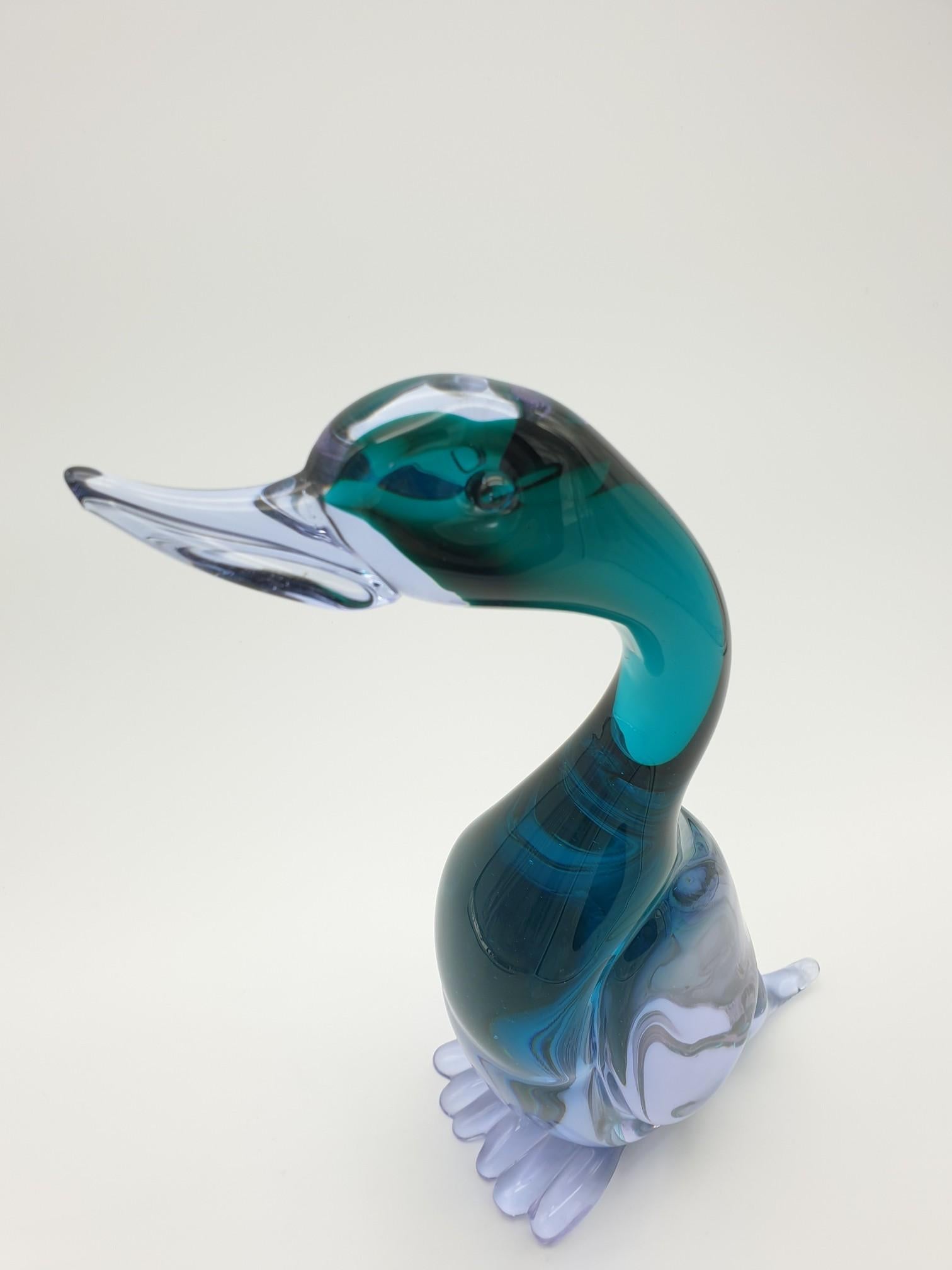 Modern Murano Glass Duck in Lavender and Green Color by Tosi for Cenedese, 1970s For Sale 3