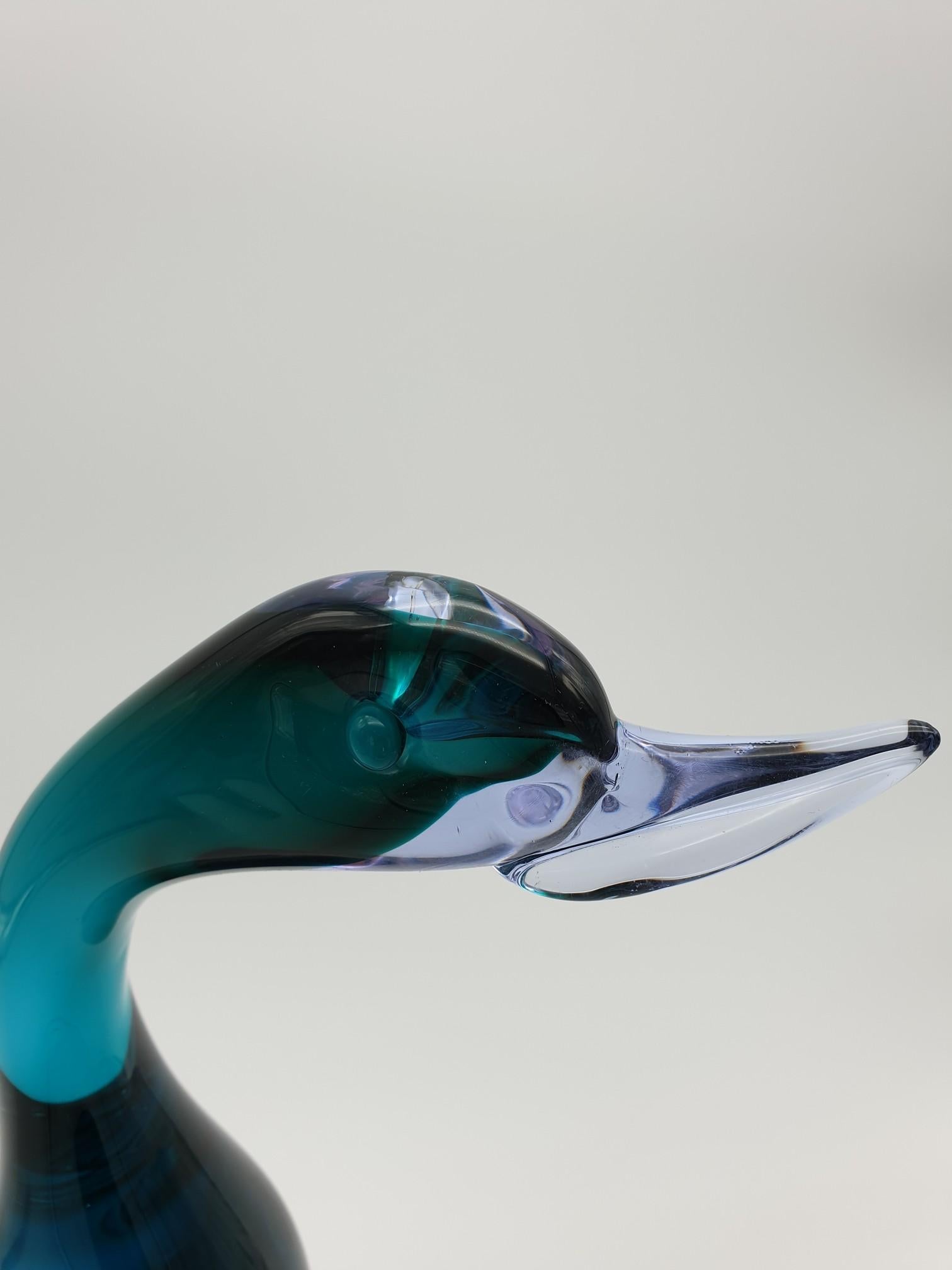 Modern Murano Glass Duck in Lavender and Green Color by Tosi for Cenedese, 1970s For Sale 4