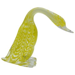 Vintage Modern Murano Glass Duck, Yellow "Fenicio", Gino Cenedese, Design E. Nason 1970s