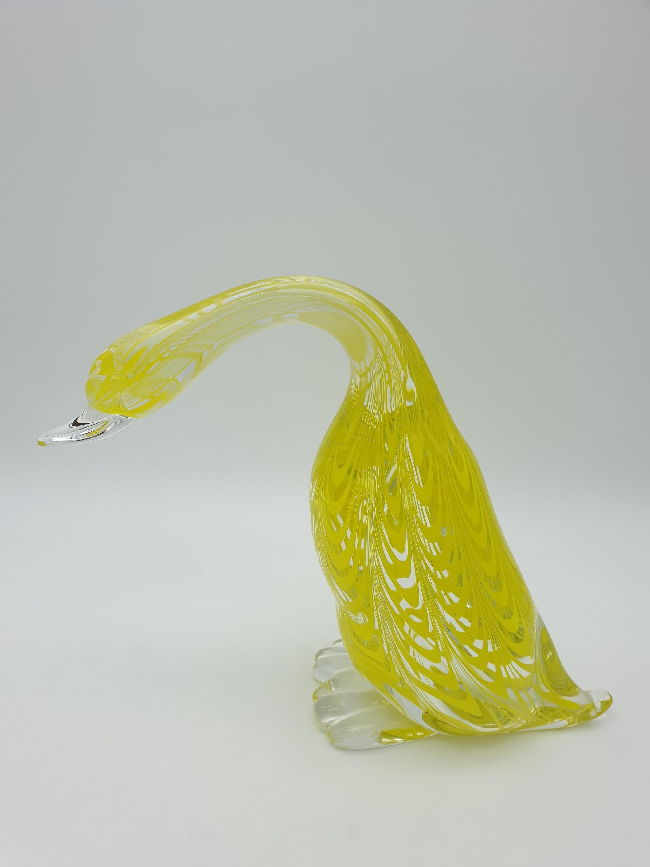 Modern Murano Glass Duck, Yellow 