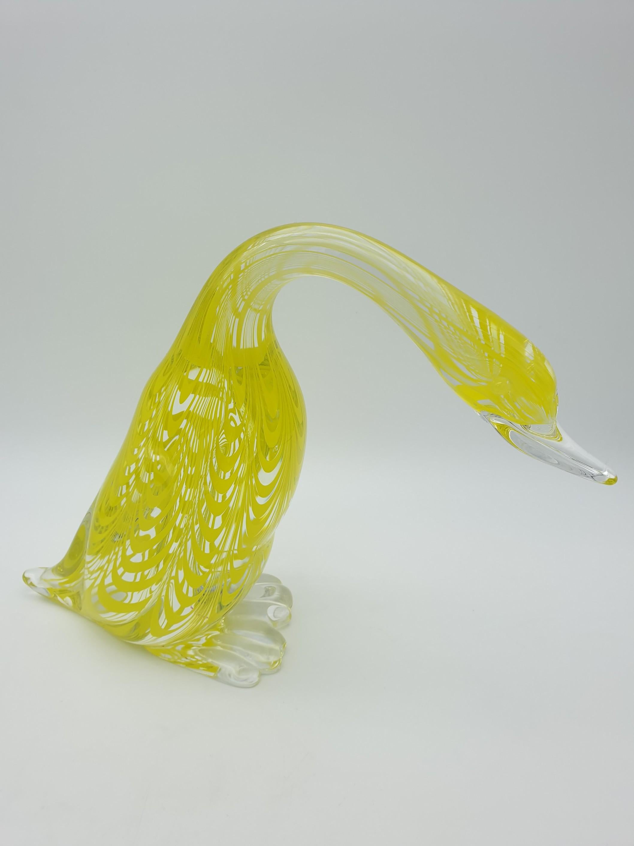 Modern Murano Glass Duck, Yellow 