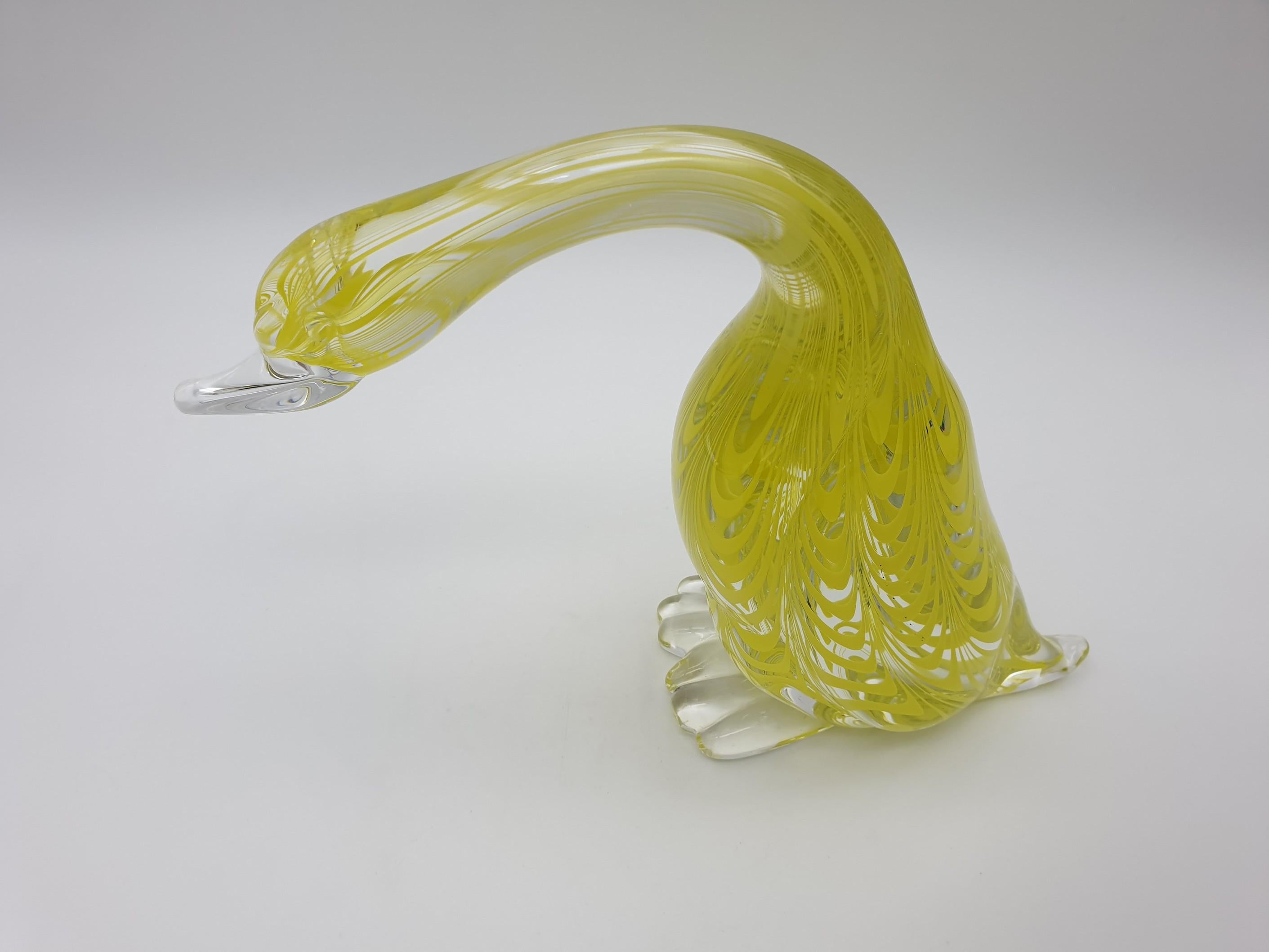 Modern Murano Glass Duck, Yellow 