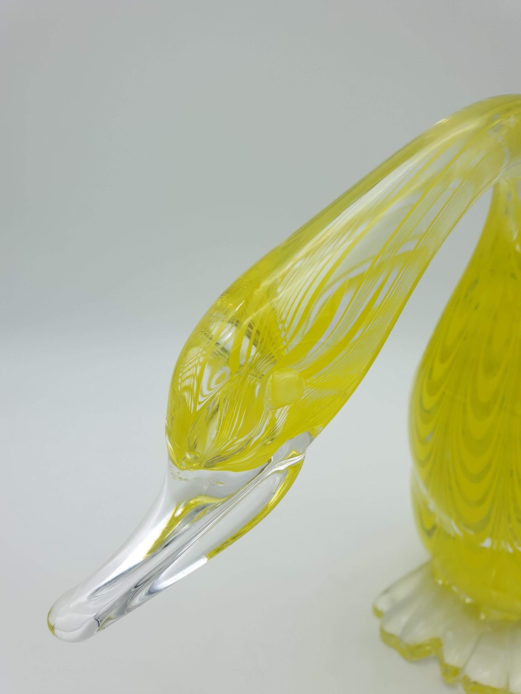 Modern Murano Glass Duck, Yellow 