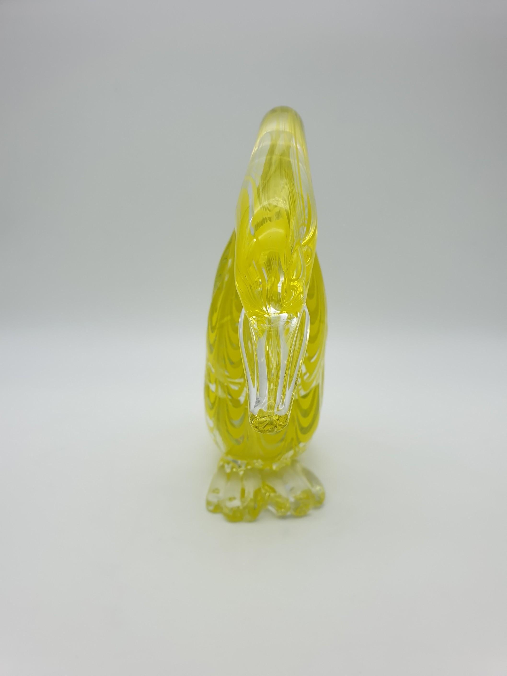 Modern Murano Glass Duck, Yellow 