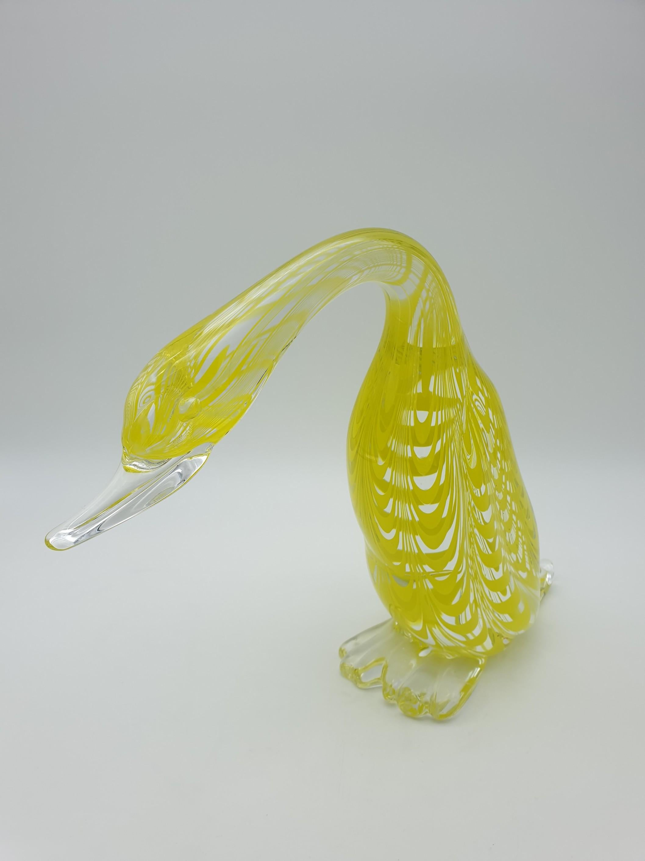 Modern Murano Glass Duck, Yellow 