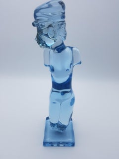 Modern Murano Glass Female Torso/Sculpture, Sky Blue Color by Cenedese