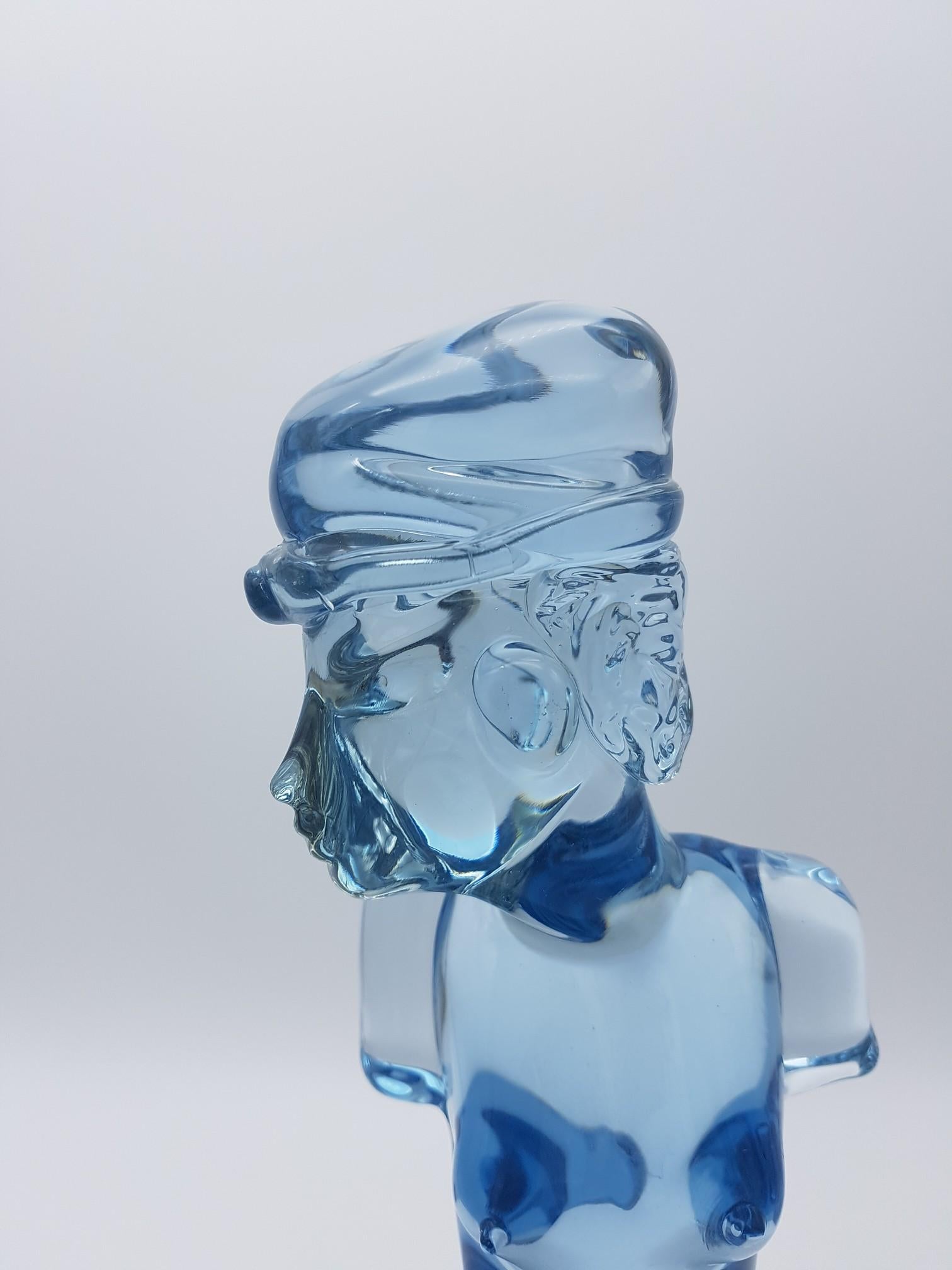 Italian Modern Murano Glass Female Torso/Sculpture, Sky Blue Color by Cenedese For Sale
