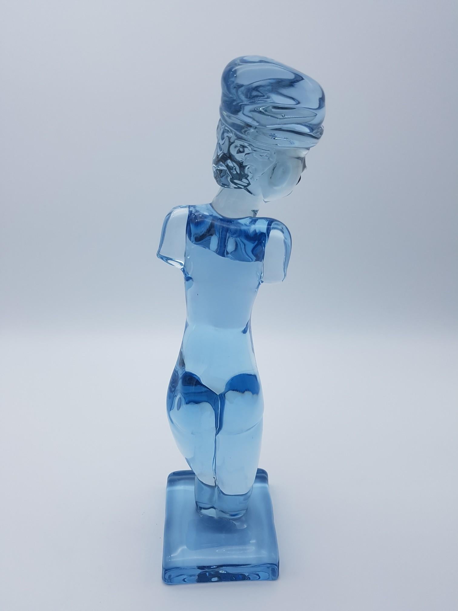 Modern Murano Glass Female Torso/Sculpture, Sky Blue Color by Cenedese For Sale 1