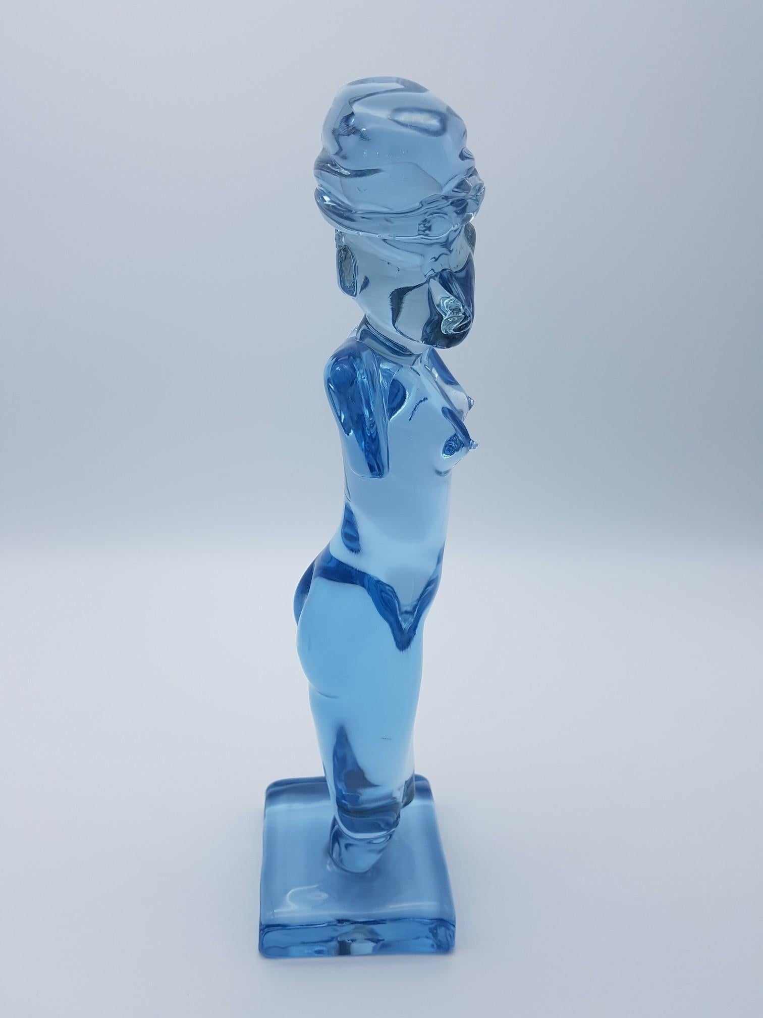 Modern Murano Glass Female Torso/Sculpture, Sky Blue Color by Cenedese For Sale 3