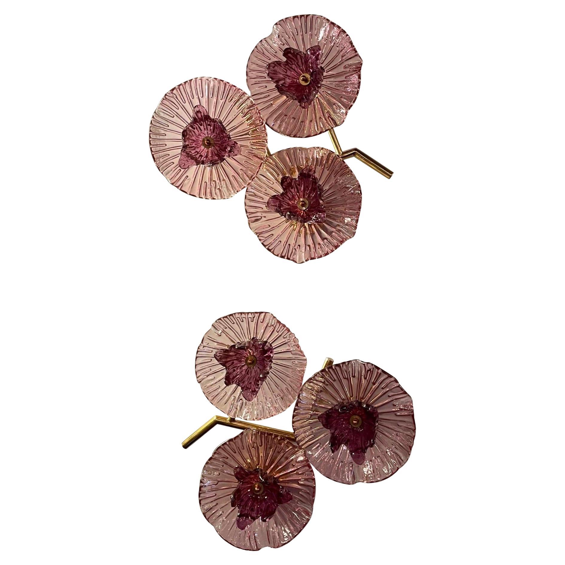 Modern Murano Glass Flower Sconces