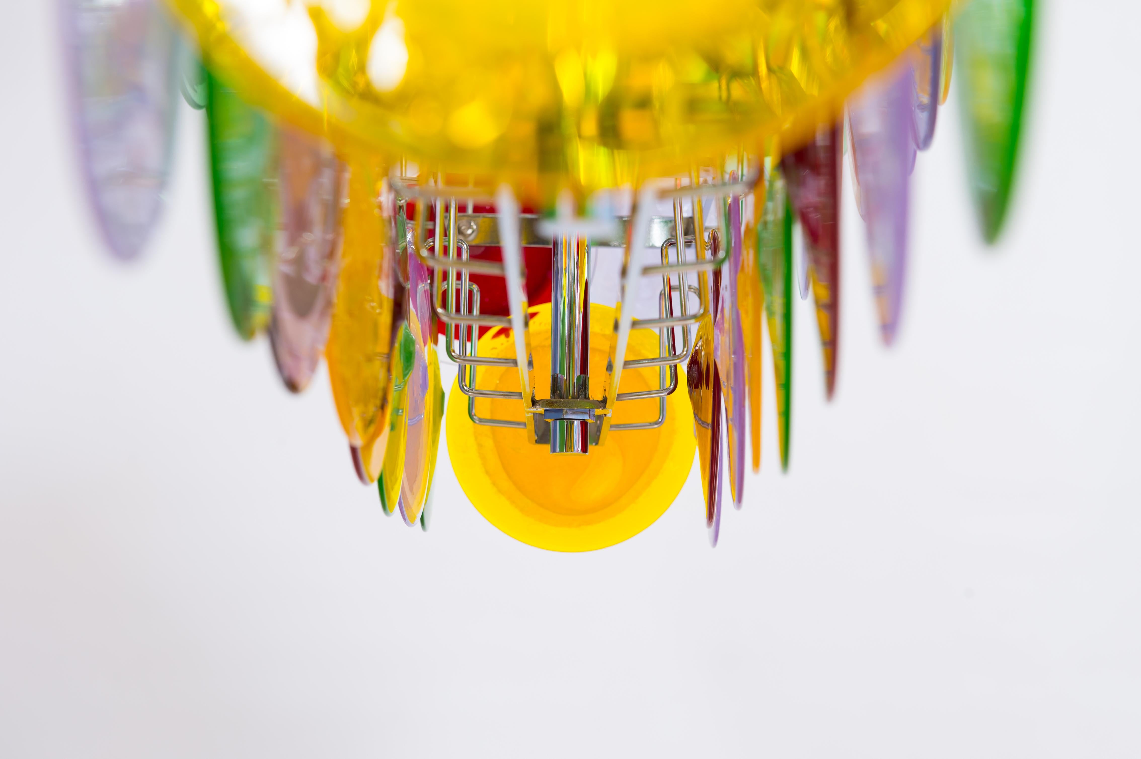  Multicolored Discs flushmount in blown Murano glass Giovanni Dalla Fina Italy For Sale 2