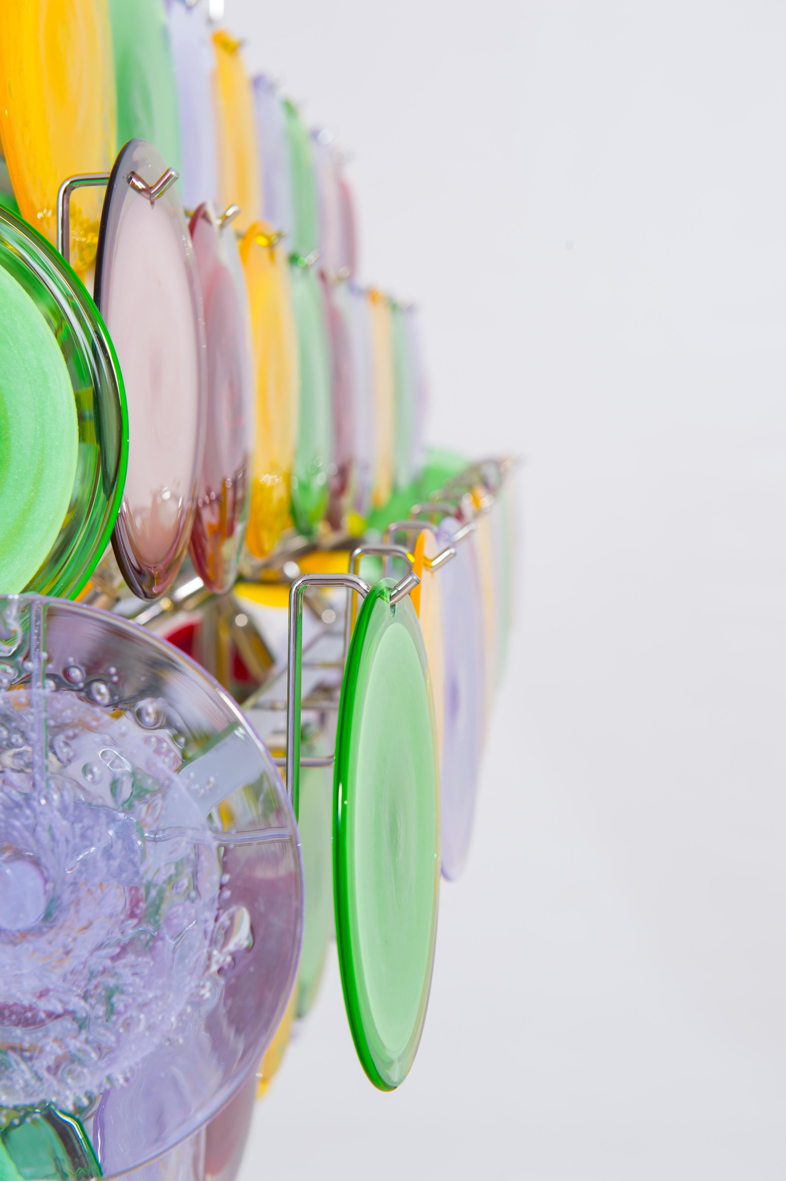  Multicolored Discs flushmount in blown Murano glass Giovanni Dalla Fina Italy For Sale 3