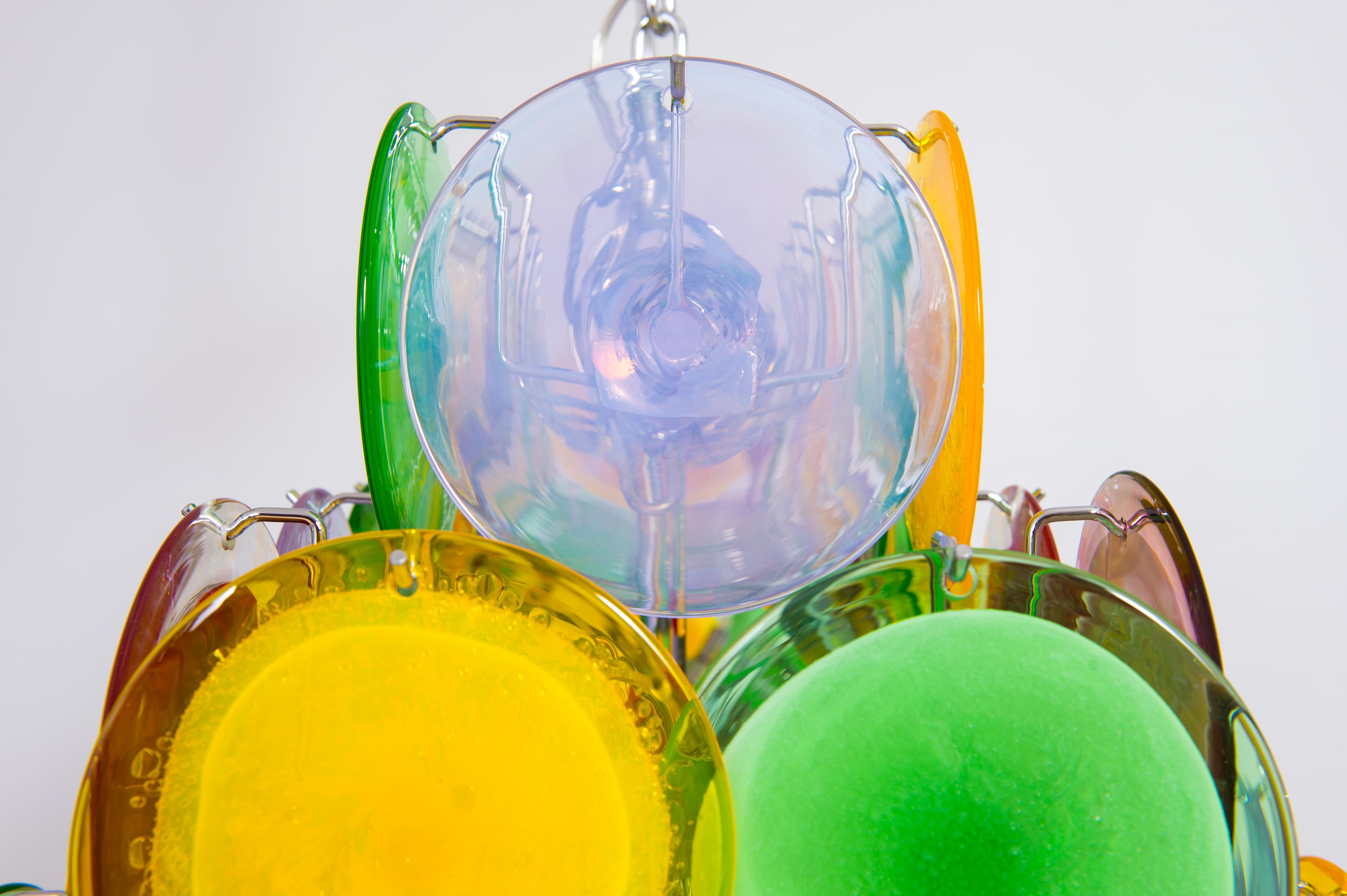  Multicolored Discs flushmount in blown Murano glass Giovanni Dalla Fina Italy For Sale 5