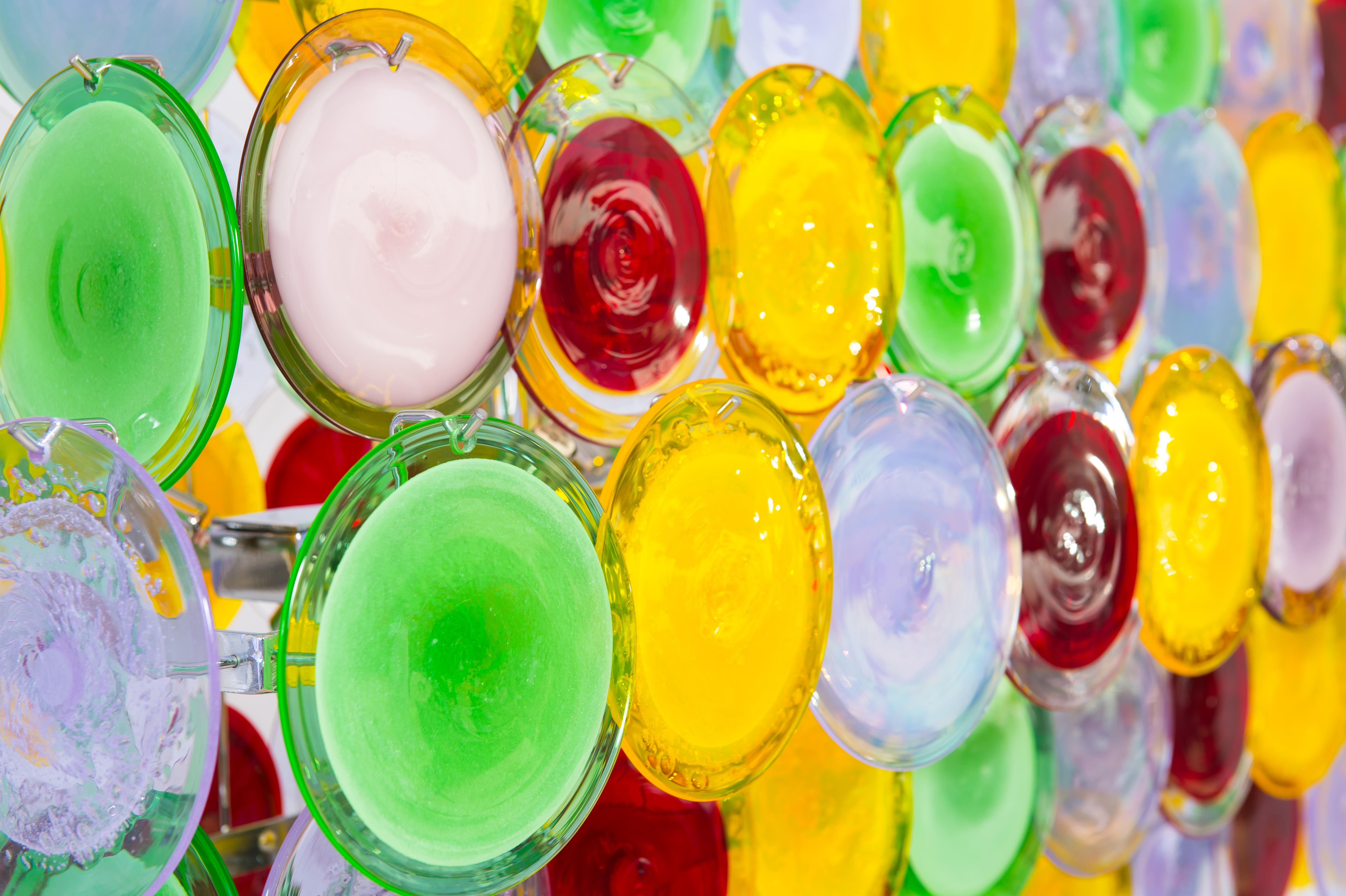  Multicolored Discs flushmount in blown Murano glass Giovanni Dalla Fina Italy For Sale 7