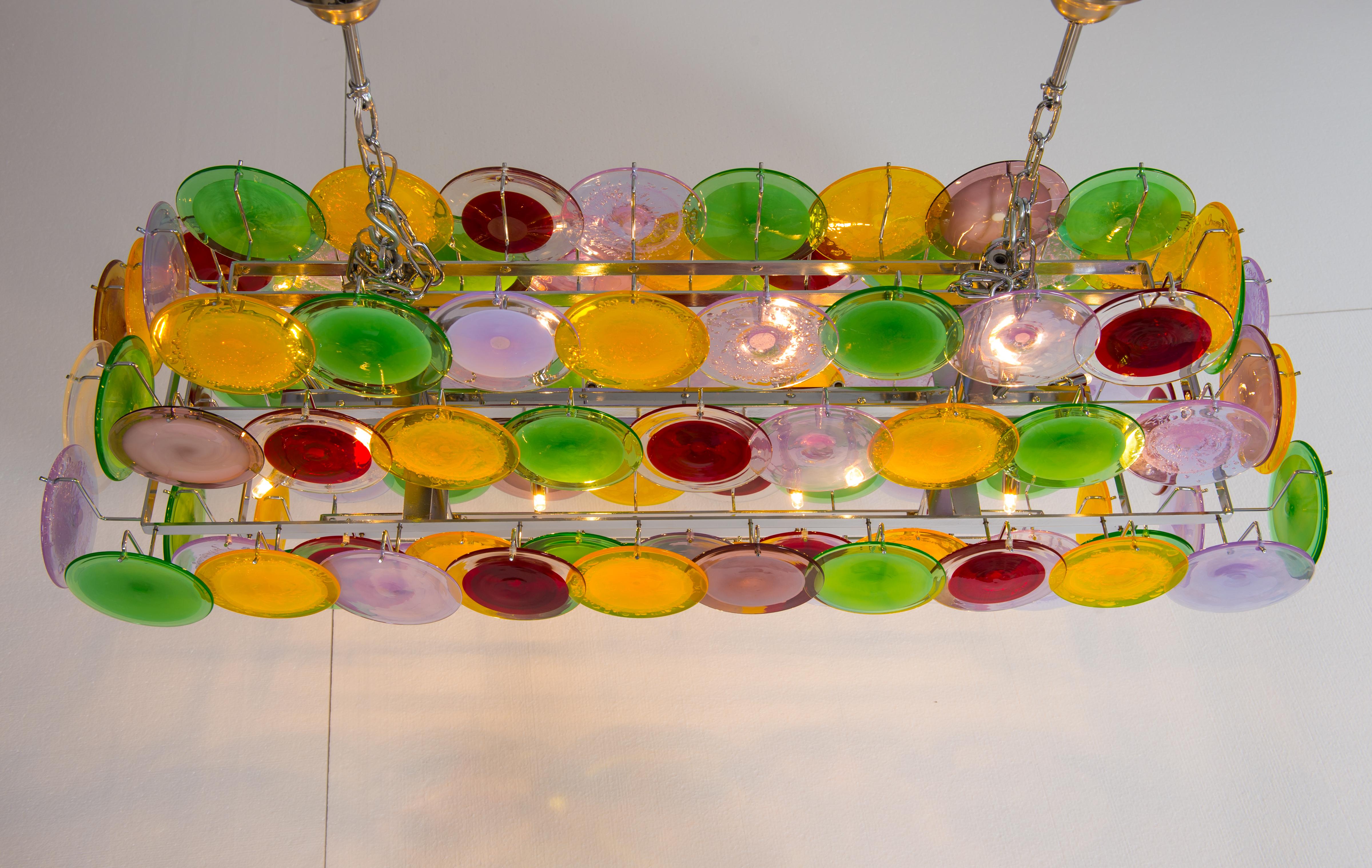  Multicolored Discs flushmount in blown Murano glass Giovanni Dalla Fina Italy For Sale 9