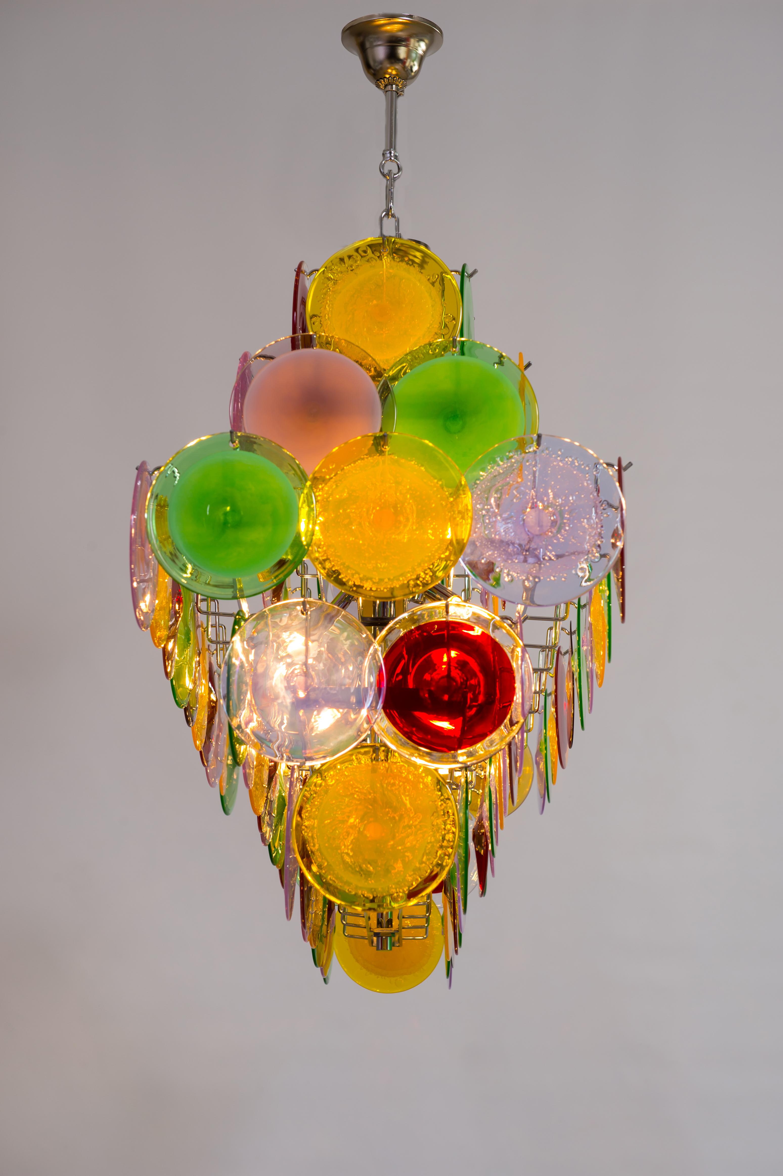  Multicolored Discs flushmount in blown Murano glass Giovanni Dalla Fina Italy For Sale 11