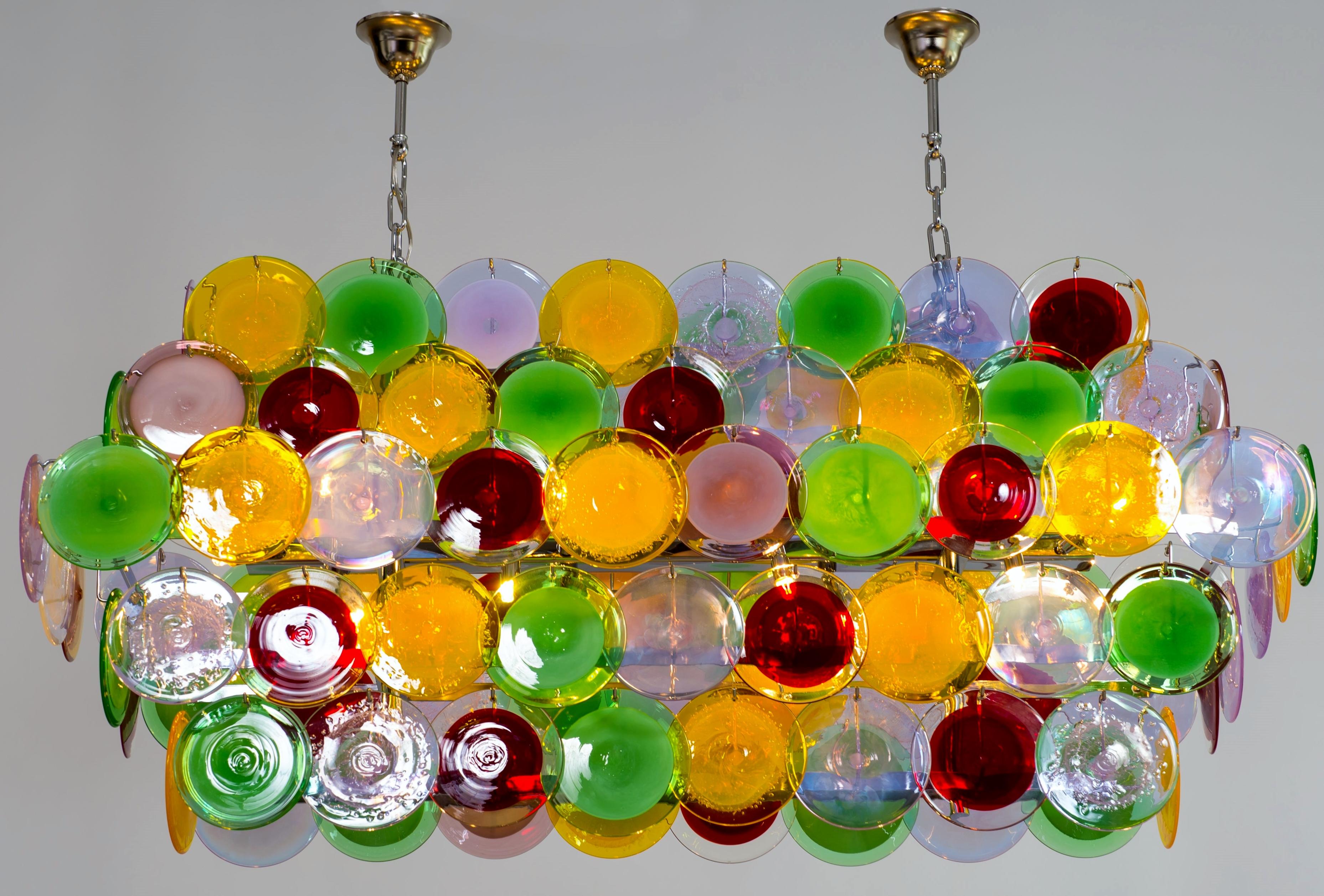  Multicolored Discs flushmount in blown Murano glass Giovanni Dalla Fina Italy For Sale 12
