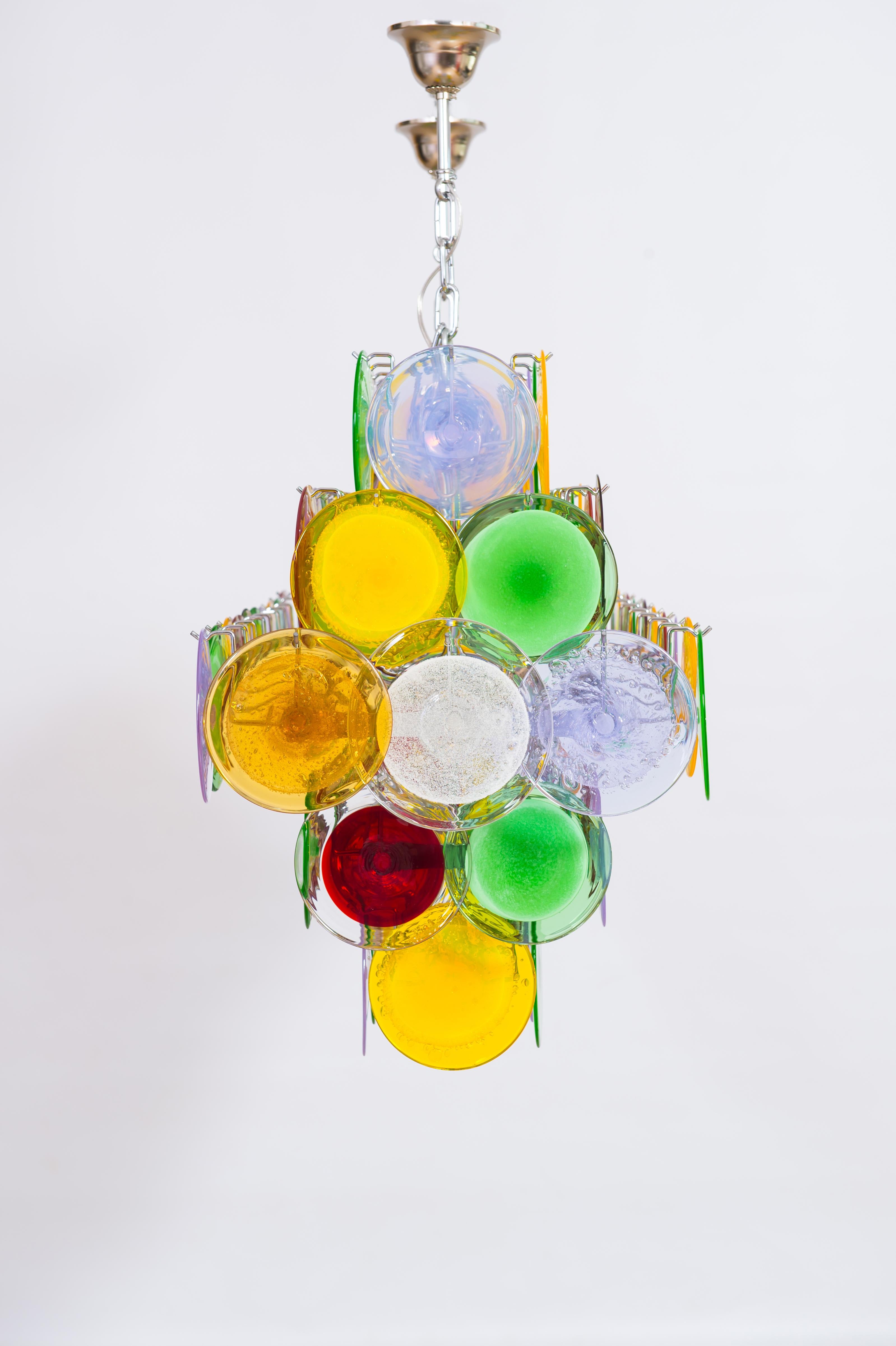 Metal  Multicolored Discs flushmount in blown Murano glass Giovanni Dalla Fina Italy For Sale