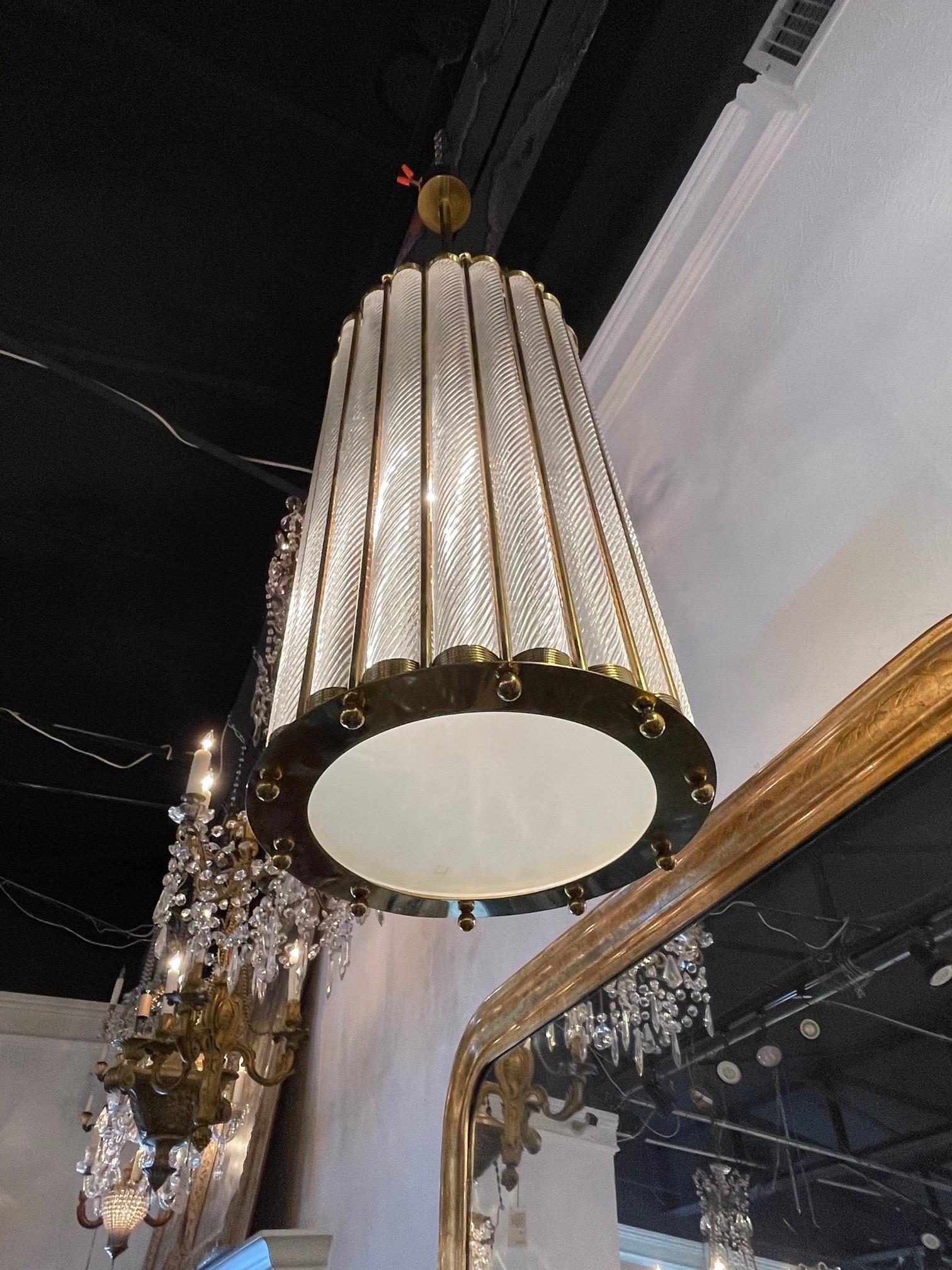 Brass Modern Murano Glass Lantern For Sale