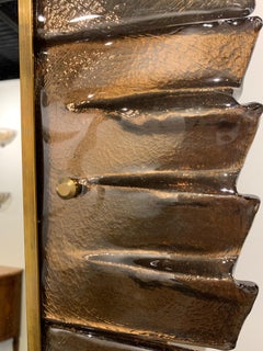 Modern Murano Glass Mirror in Brass Frame