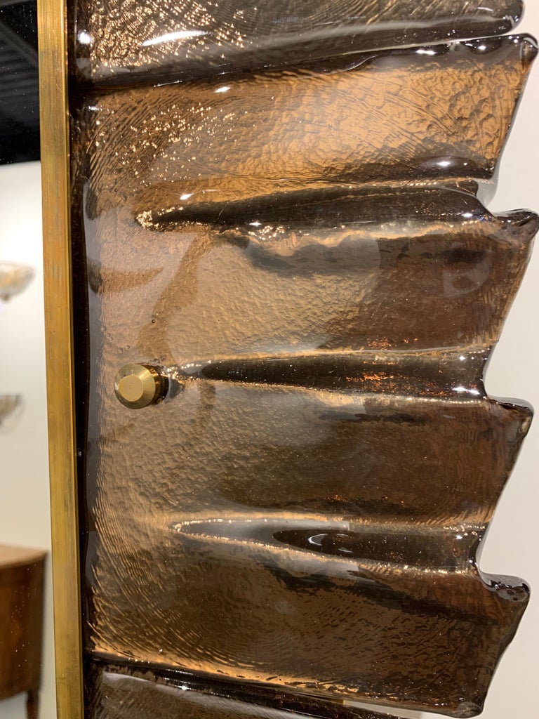 Modern Murano Glass Mirror in Brass Frame For Sale at 1stDibs