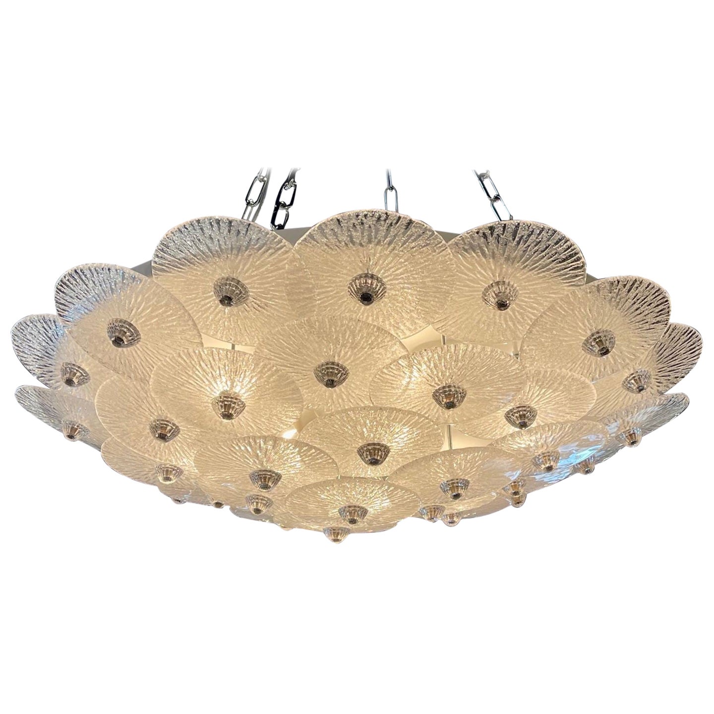 Modern Murano Glass Multi Disc Flush Mount Chandelier