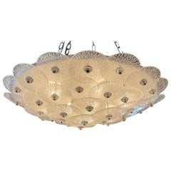 Modern Murano Glass Multi Disc Flush Mount Chandelier