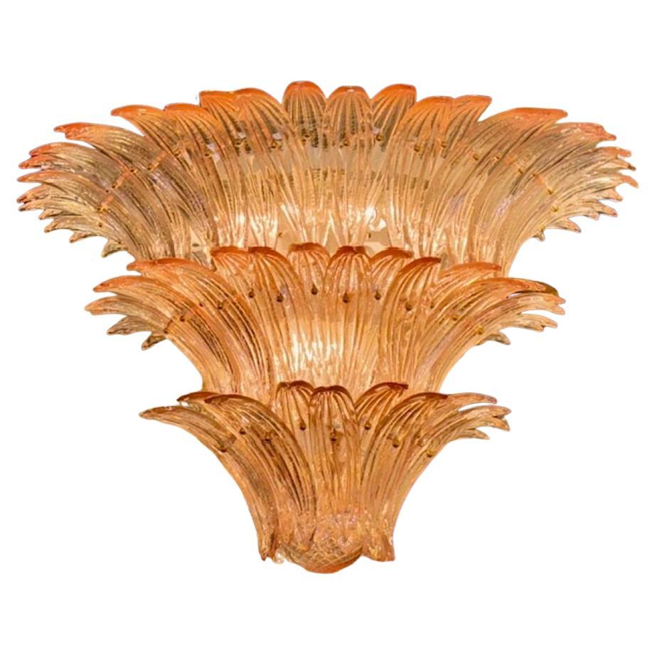 Modern Murano Glass "Palmette" Chandelier in a Pale Pink For Sale