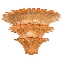 Modern Murano Glass "Palmette" Chandelier in a Pale Pink