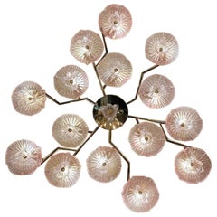 Modern Murano Glass Pink and Amethyst Flower Wall Sconce