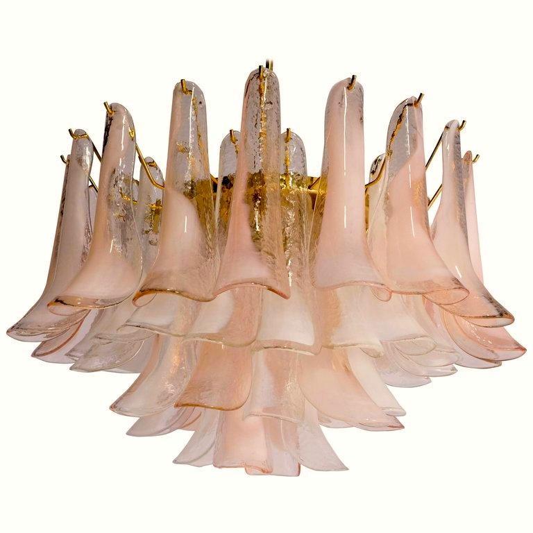 Modern Murano Glass Pink and White Petals Chandelier 1