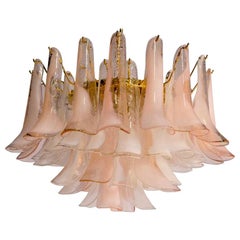Modern Murano Glass Pink and White Petals Chandelier Modern Murano Glass Pink and White Petals Chandelier