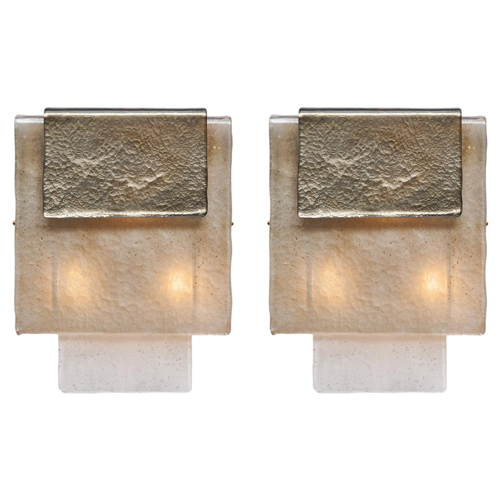 Modern Murano Glass Sconces with Textured Finish from Italy