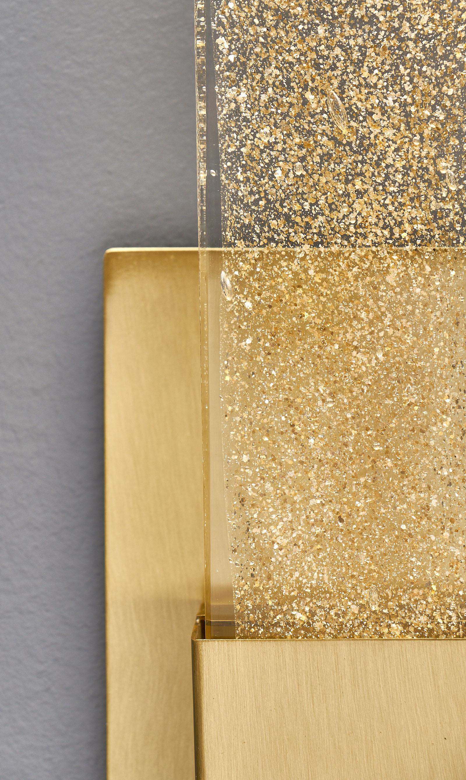 Brass Modern Murano Glass Slab Sconces For Sale