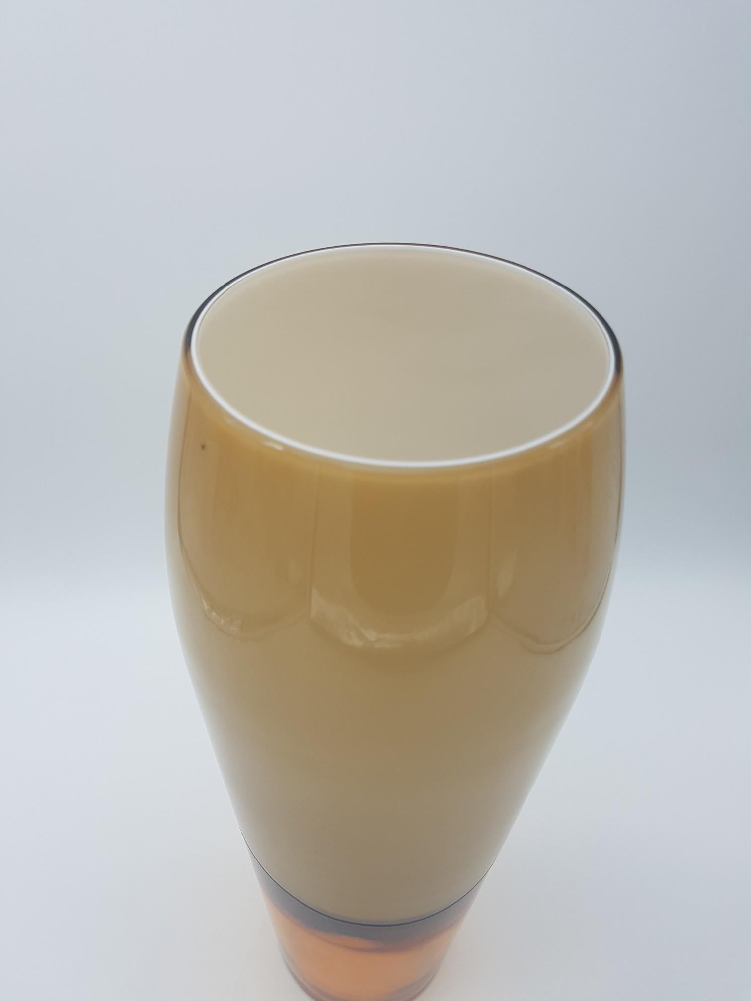 Modern Murano Glass Vase, Amber & Beige/Cream/Fawn Color 'Incalmo' by Cenedese For Sale 3