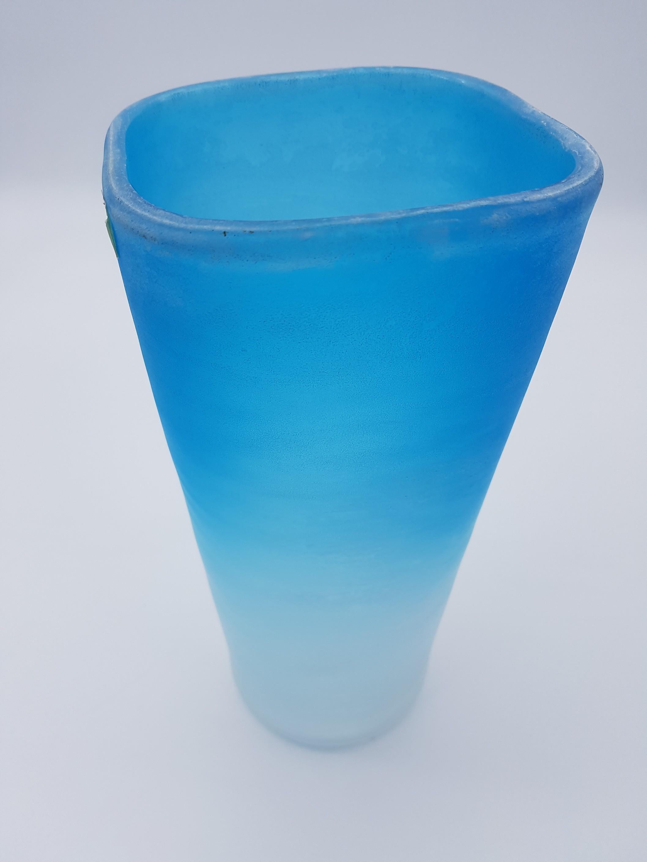 Modern Murano Glass Vase, Blue Color in 