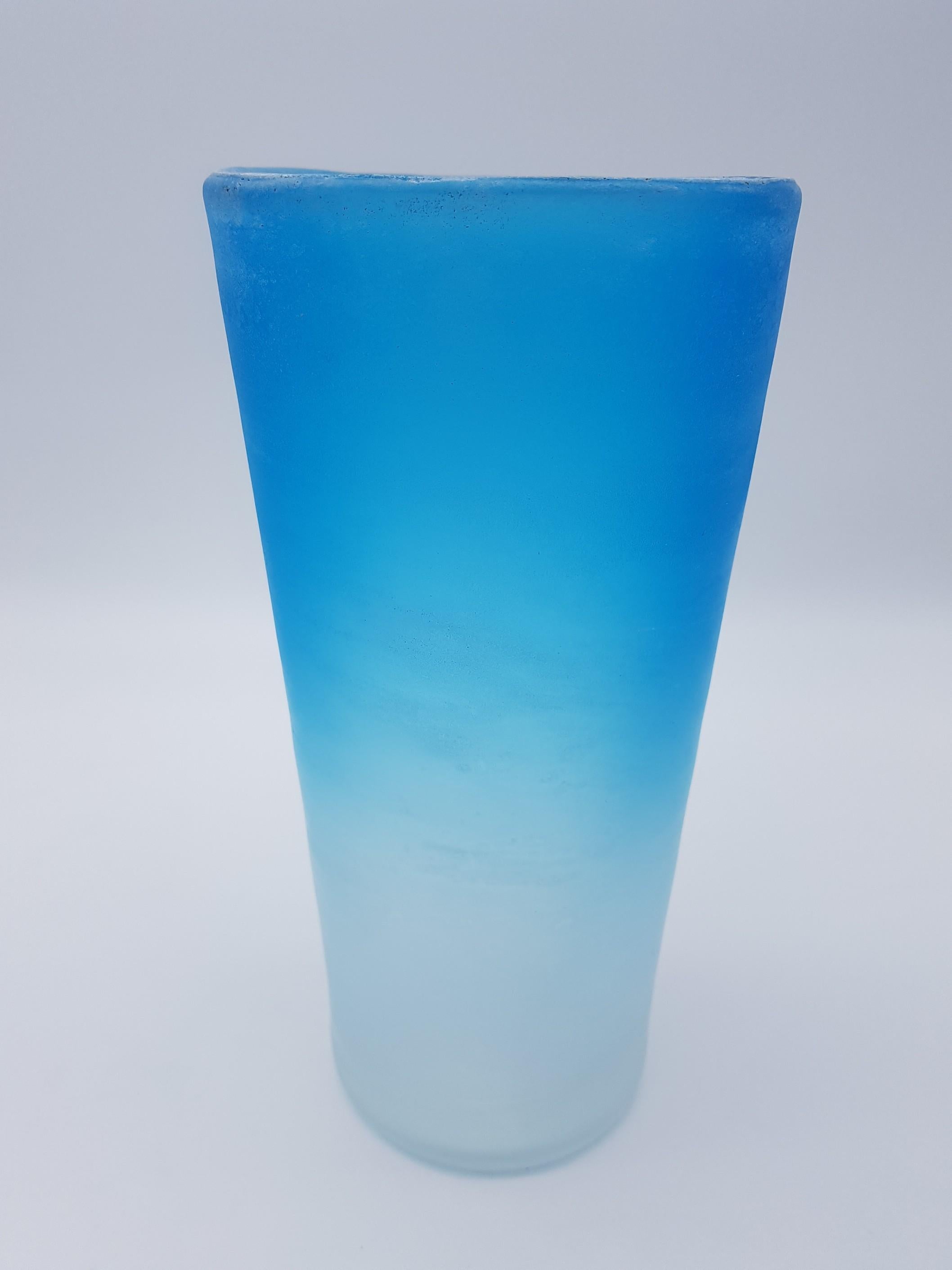 Late 20th Century Modern Murano Glass Vase, Blue Color in 