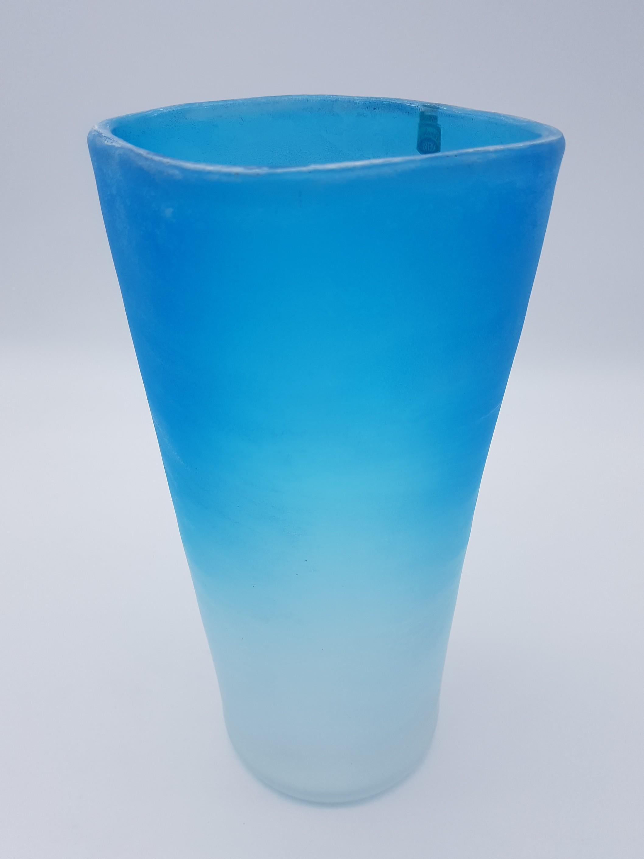 Modern Murano Glass Vase, Blue Color in 