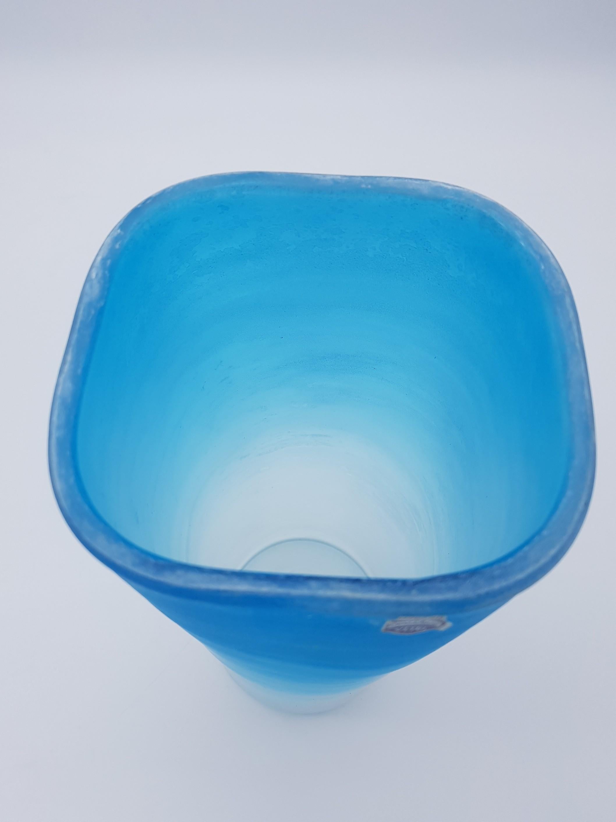 Modern Murano Glass Vase, Blue Color in 