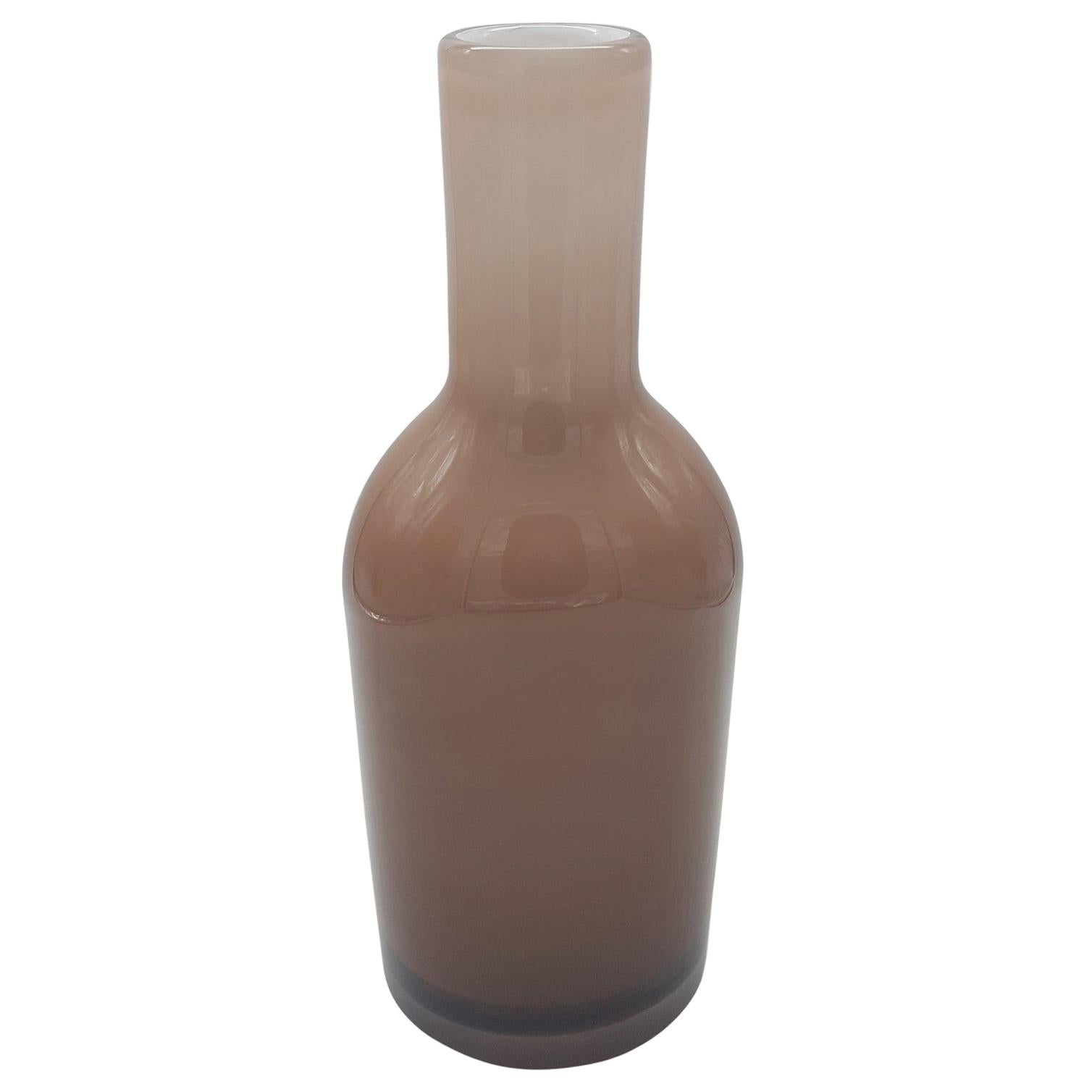 Modern Murano Glass Vase/ Bottle Beige/Sand Color 'incamiciato' by Cenedese For Sale