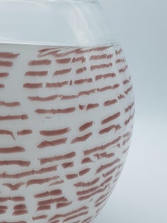 Modern Murano Glass Vase by Cenedese, White & Amethyst Color with Clear Incalmo