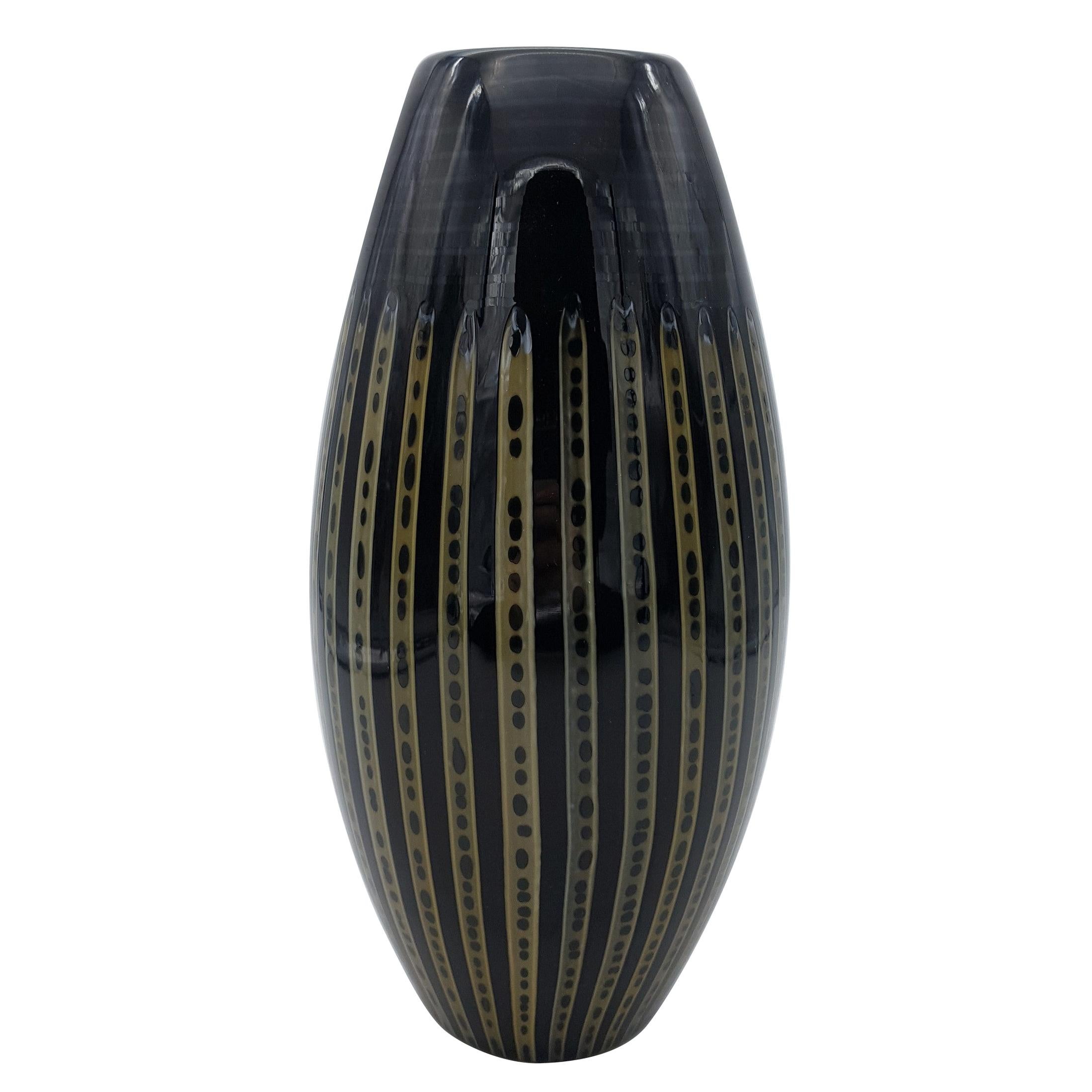 Modern Murano Glass Vase by Gino Cenedese e Figlio, Black & Yellow, late 1990s For Sale