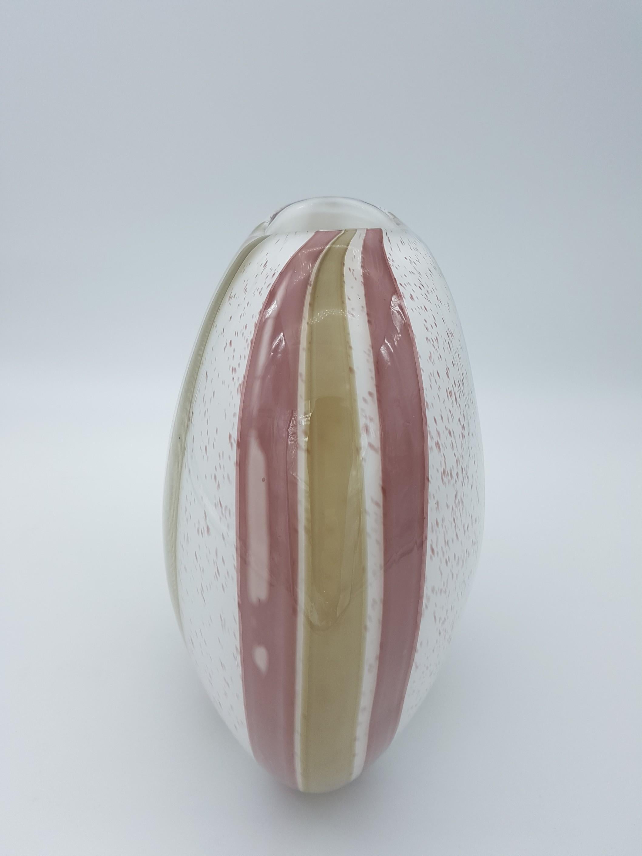 Modern Murano Glass Vase Centerpiece by Cenedese, White Brown and Amethyst, 2007 For Sale 7